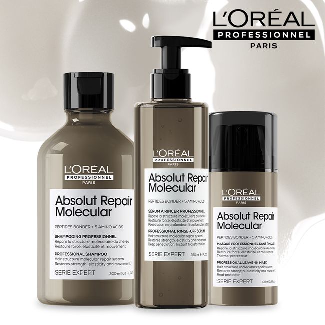 [Repair solution to turn back time] L’Oréal Absolute Repair Molecular Shampoo 300ML + Leave-in Cream 100M + Treatment 250ML Set