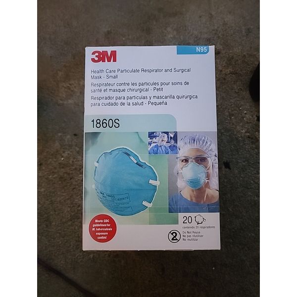 3M 1860S Small Health Care Particulate Respirator and Surgical Mask, N95, 20 Per