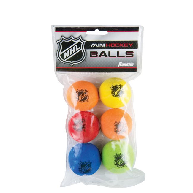 Franklin Sports Mini Foam Hockey Balls - Indoor Floor Hockey Balls for Kids - 6 Soft Foam Hockey Balls - Assorted Colors