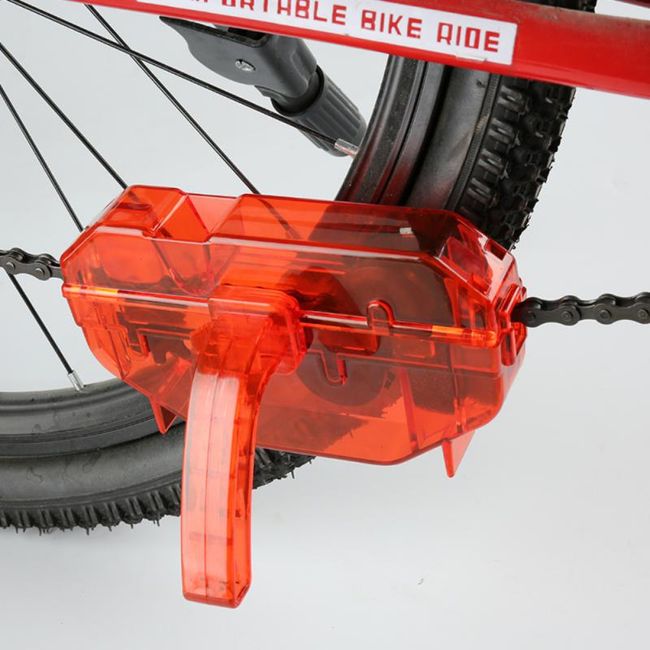 Bicycle Red Chain Cleaner Bike Chain Cleaning Tool Cycling Scrubber Washer  Tool Mountain Bike Washing Kit Bicycle Accessories