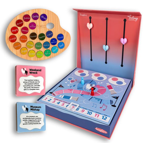 Feelings Palette – Couple Games for Date Night Ideas - Intimacy Relationship - Conversation Starters and Deep Connection Board Game - Question Card Games for 2 Players, Romantic Couple Gifts