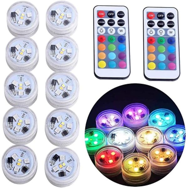 Mini Submersible Led Lights with Remote, Small Underwater Tea Lights Candles Wat