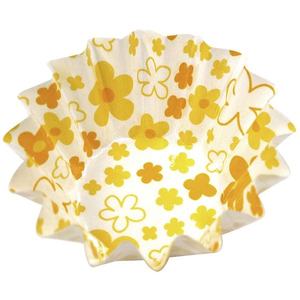 Azumi Sangyo Paper Cup Round Coco Case (500 Sheets) Small Floral Size 8 Deep Yellow (XAZ5212)