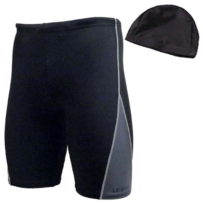 LE MODE de Toi 901 Men's Fitness Swimsuit, Swim Cap Set, Made in Japan, Kids 100-Adult XO Size