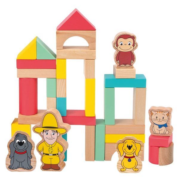 Vitthart Curious George Wooden Blocks Set 50 Pieces Yellow VG13