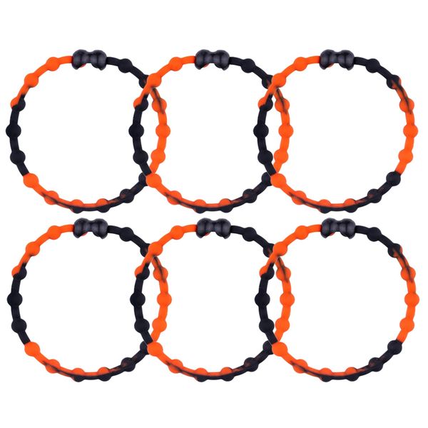 Black Orange PRO Hair Ties: Easy Release Adjustable for Every Hair Type PACK OF 6