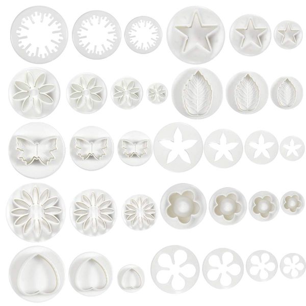 Cake Embossing Tool 33pcs Cookie Cutters DIY Fondant Cake Decorating Cutters Icing Sugar Craft Tools Kits - for Cake Decorating Fondant Syrup Biscuits