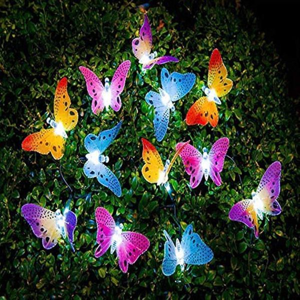 MOTOSTAR String Light, Solar LED, Outdoor, 12 LED, Butterfly Illumination, Solar Charging, IP65 Waterproof, Christmas Light, Solar Panel Decoration, Party, New Year, School, Outdoor and Indoor Garden,