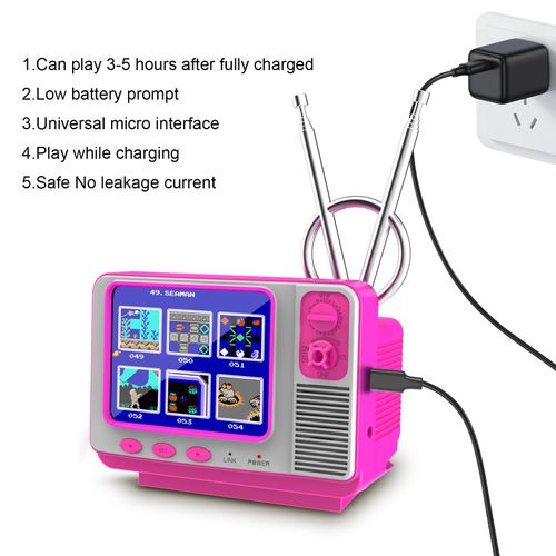 Handheld Games for Kids Aldults - GV300S 168 Classic Retro Video Game- 3.0 Inch Screen Electronic Mini TV Style Support for Connecting TV and Two Players .(Pink)