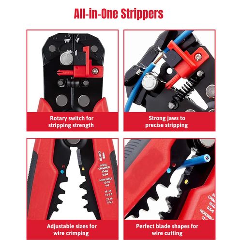 ULTRICS Wire Stripper, 3 in 1 Automatic Wire Cutters, Self-Adjusting Electrical Cable Terminal Crimper Tool for Cutting, Crimping, Stripping 10-22 AWG with Adjustable Rotary Switch for Electricians