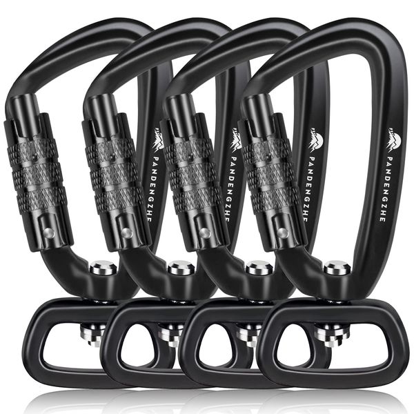 PANDENGZHE Locking Carabiner Clip 2.5" with Swivel Ring for Securing Pets, Dog Leash Harness, Camping, Hiking, Keychains