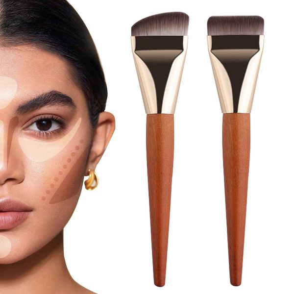 Fixleren 2 PCS Foundation Pinsel,Make up Pinsel,Ultra Thin Foundation Brush,Puderpinsel für Flüssiger Fondation Damen,Beauty Geschenke für Frauen Mädchen.