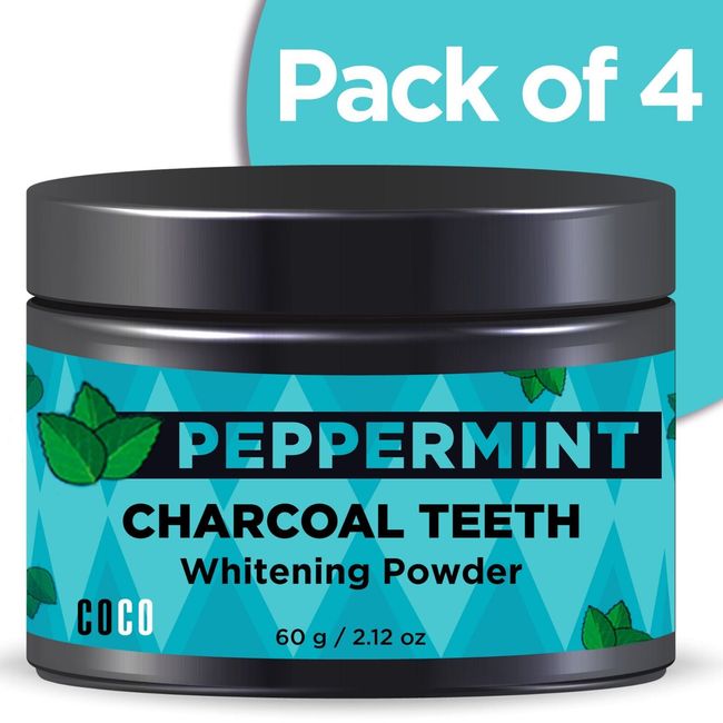 BeautyFrizz Remineralizing Tooth Powder with Activated Charcoal- 2.12 Oz- 4 Pack