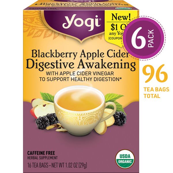 Yogi Tea - Blackberry Apple Cider Digestive Awakening - 6 Pack, 96 Tea Bags