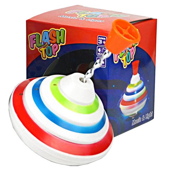 Classic Spinning Tops Toy LED Light Music Gyro Toy Hand Push Down Spinner Top