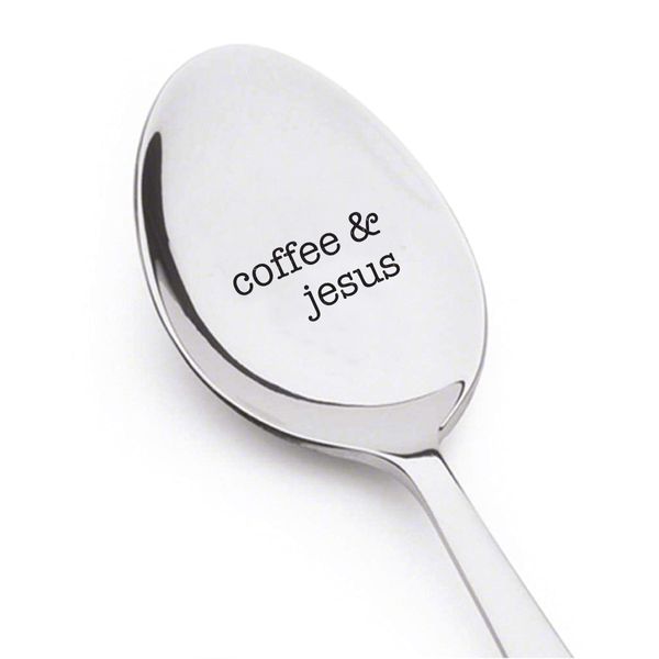 coffee Jesus engraved spoon - Christian Gifts for her - Pastor Gift Idea - Inspirational kitchen spoon - Religious spoon - Keepsake coffee spoon - Housewarming gift - Christmas gifts