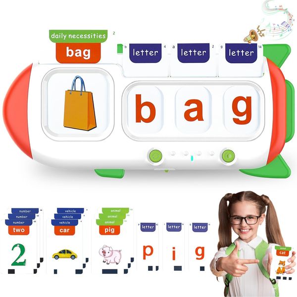 Spelling & Talking Flash Cards for Toddlers, Alphabet Learning Toys, Speech Therapy Toys CVC Words Spell Games ABC Flash Cards with 107 Sight Words Toddler Toy Gifts for Kids