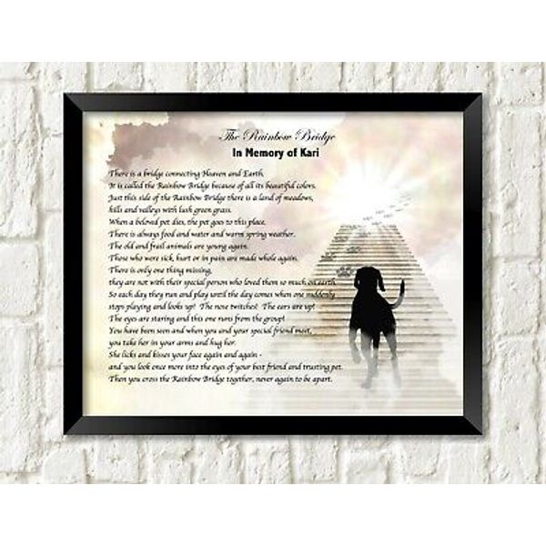 Pet Memorial Poem RAINBOW BRIDGE Dog's Stairway to Heaven UNFRAMED Art Print