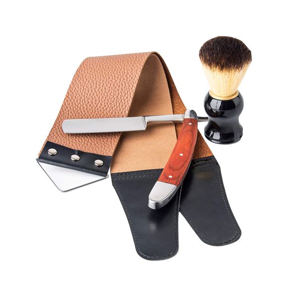 Straight Razor Barber Razor Straight Edge Razor navaja de barbero Straight Razor Kit Professional Shaving Razor with Strop Shaving Brush Leather Strop