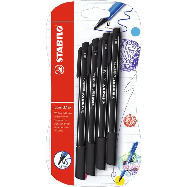Fineliner - STABILO pointMax - Pack of 4 - Black