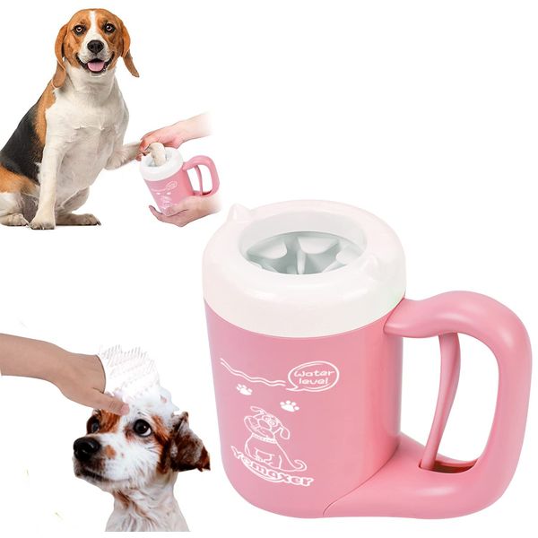 Cat Brush, Dog Foot Washing Cup, Pet Brush, Dog Foot Washer, Pet Foot Cleaner, Cleaning Supplies, Cats, Dogs, Bath Goods, Semi-Automatic, Dog Foot Washer, Energy Saving, Silicone, 360° Rotation, Convenient to Clean, Small, Medium Dogs, Cats, Medium, Pink