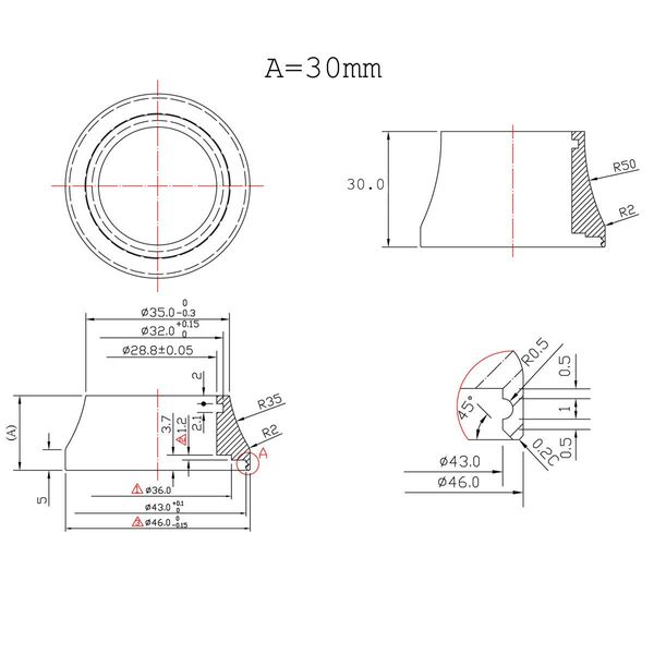 OMNI Racer WORLDS LIGHTEST Integrated Headset Conical Carbon Spacer 1-1/8" Height: 8-30mm, Finish: Glossy or Matte (30mm Matte)