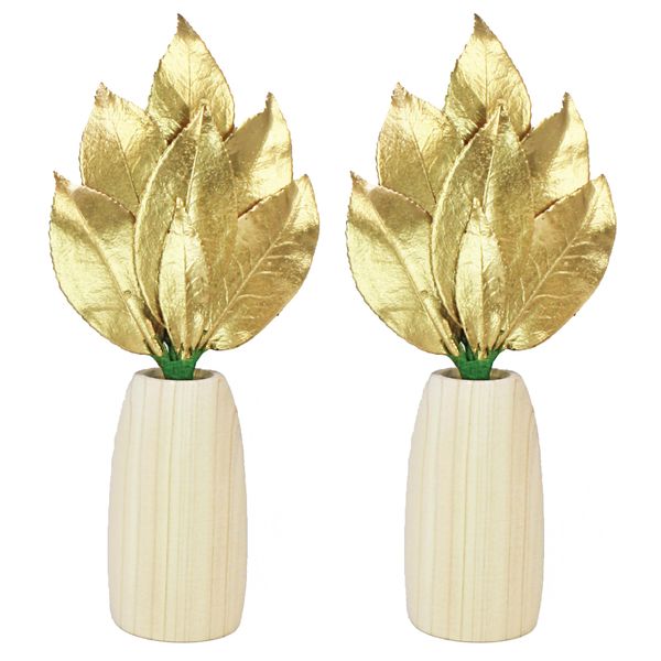 Gold Sakaki Mini SS Size, Round Sakaki Stand Set, No Artificial Flowers, Preserved Sakaki (Made in Japan, Sasanka Cypress), Utility Model Registration No. 3222297, Handmade, Handmade, Non-Withering, Sakaki, Set of 2, No Watering, Shinto Shelf, Modern Shin