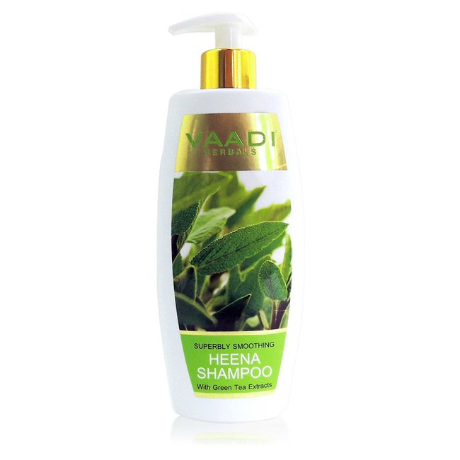 Vaadi Herbals Heena with Green Tea Extracts Shampoo Smoothing Shampoo Suitable for All Hair Types - 11.8 Ounces