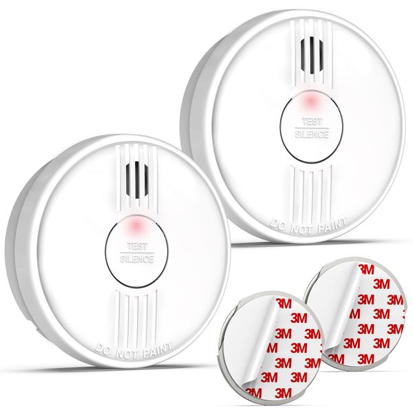 Putogesafe Smoke Alarm for Home, Smoke Detector with 10-year Service Life/ 1-year replaceable Battery, Fire Alarm Battery Operated, Conforms to EN 14604 Standard, photoelectric Smoke Detector,2 pcs