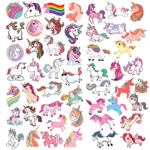 Unicorn Stickers, Pack of 50, Unicorn Stickers, Waterproof Vinyl for Bicycle, Laptop, Skateboard, MacBook, iPad and More
