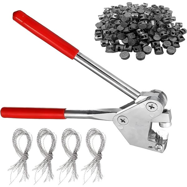 FOGAWA Plombenzange Set 165mm Bleiplombenzange Stahl Dichtungszangen Kit mit 60 Bleiplomben (10 mm), 60 Plombendraht (170mm) für Stromzählern Wasseruhr