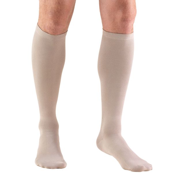 Truform Compression Socks, 20-30 mmHg, Men's Dress Socks, Knee High Over Calf Length, Tan, Medium,1944TN-M