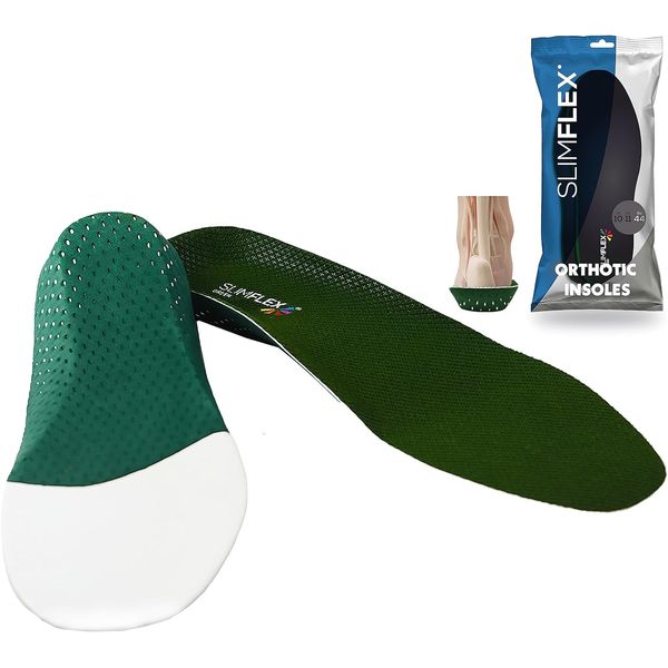 Slimflex Green Arch Support Insoles for Men and Women - Pronation Supination Balancing - Moderate Arch Support (UK Size 8)