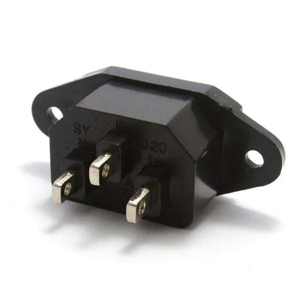 kenable IEC 10A C14 3 Pin Chassis Panel Mount Plug Pins Connector 6.35mm TABS