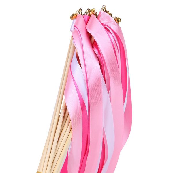 30pcs Ribbon Stick Wands Party Streamers for Wedding Party Activities (Pink)