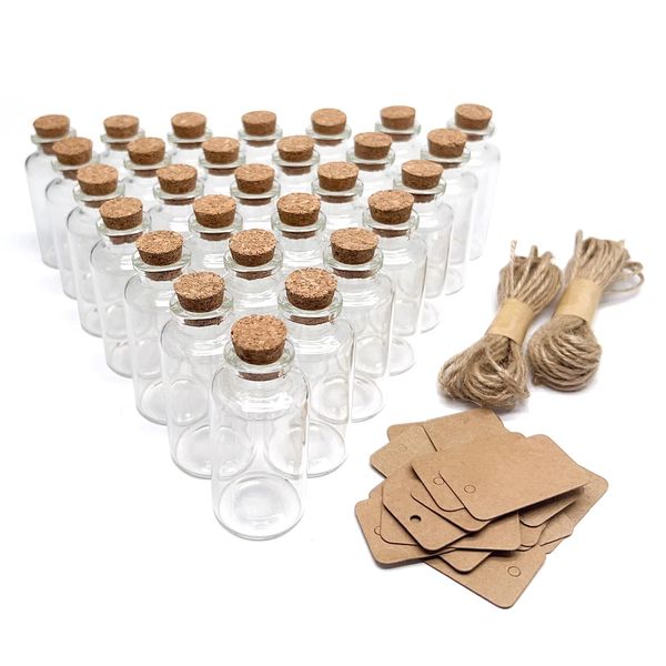 50 Pieces 30 ML Glass Bottles with Cork Stoppers Mini Small Glass Bottles, for Wedding Favors, Crafts Home Decorations