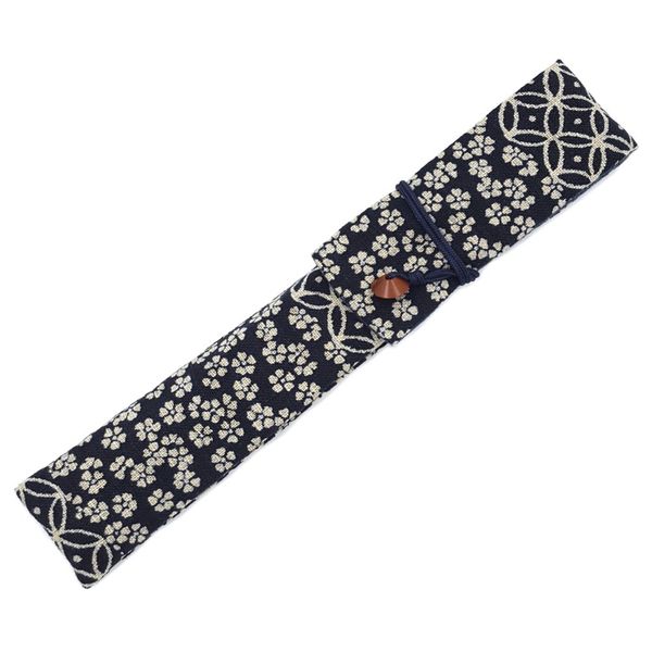 Hand Fan Pocket, Various Japanese Pattern (Cherry Plum, Eternity, Kanji Water) x Navy Chopsticks Bag for Any Occasion. Hand Fan Case Fan Bag Chopsticks Bag Chopsticks in Japanese Accessories Japanese-style small Japanese goods Japanese Pattern