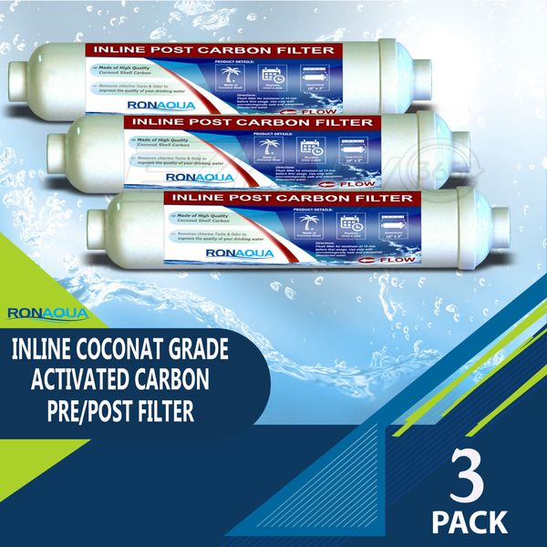 Inline Coconut Grade Activated Carbon Pre/Post Filter Set of 3