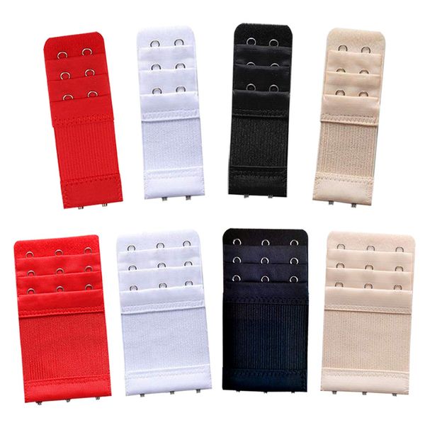 Bra Strap Extension Bra Extender Women's Elastic Extenders 3 Rows x2 Hooks/3 Hooks (Black, red,White, skin color)8 Packs