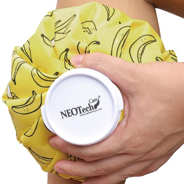 Neotech Care Ice Bag for Injuries, Swelling, Headache, Pain Relief, First Aid - Cold Pack Screw Top Lid - Reusable, Refillable & Waterproof Pouch/Bladder (20cm, Banana Design)