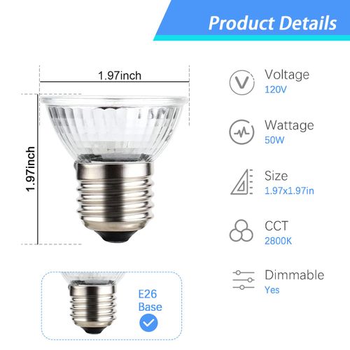 KOHEOPT 2-Pack 50W UVA UVB Bulbs, Light Turtle Heat Lamp for Reptiles and Amphibian Tanks, Terrariums and Cages, Fit E26 Heat Reptile Lamp,Works with Various Lamp Fixtures