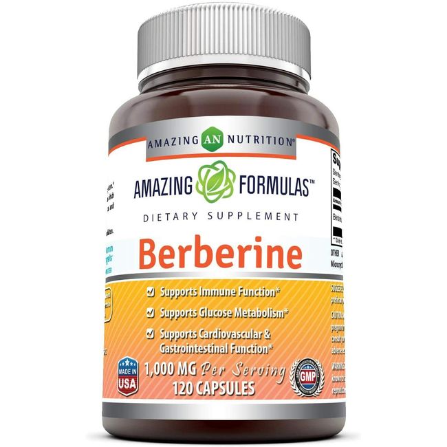 Amazing Formulas Berberine 1000mg 120 capsules - Supports Immune Function, Glu..