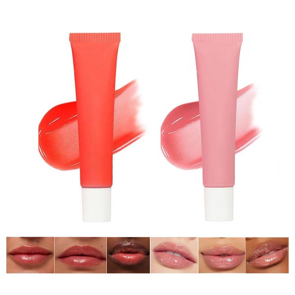 GWAWG 2 PC Lip Butter Balm Vegan Cruelty Free Moisturising Lip Care Hydrating Lip Balm Tube for Dry Chapped Lips Sheer Gentle Non-Greasy Long Lasting Hydration Brightened Shea Butter