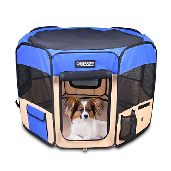 JESPET Pet Dog Playpens 36" Portable Soft Exercise Pen, Blue