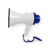 NEDIS 10W Megaphone, 250m Range with Built-in Microphone, Siren, Adjustable Volume, Record Function - White & Blue