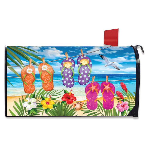 Hanging Flip Flops Summer Large Magnetic Mailbox Cover Beach Oversized