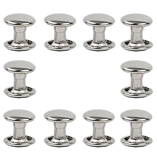 160sets Stainless Steel Leather Rivets Double Cap Rivet Tubular Metal Studs Repairs Decoration Craft Accessories for Leather Craft Clothes Shoes Bags Belts (10mm Silver)