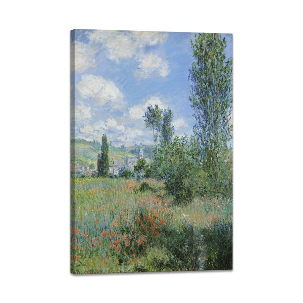 Monet Oil Painting Print, Interior Decoration, Landscape, Wall Decor, Nature, Flowers, Plants, Art Poster, Extra Large, Feng Shui, Finished Product with Wooden Frame, 15.7 x 23.6 Inches (40 x 60 cm)