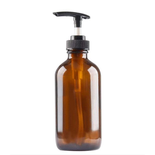 VASANA 250ML / 8.5OZ Brown Glass Pump Bottles Pump Lotion Dispenser Container Jars Empty Bottle with Pump Multipurpose for Emulsion Shampoo Body Wash Bath Shower Toiletries Liquid Containers