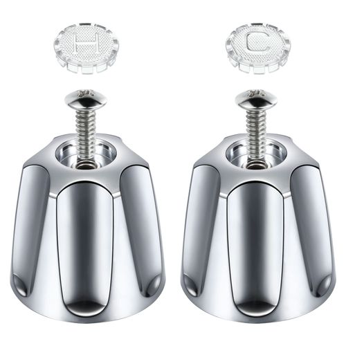 Enhon 2 Piece Shower Knob Replacement, Hot and Cold Faucet Knobs Compatible with Price Pfister Verve Tub Shower, Include 2 Faucet Handles and 2 Screws for Remodeling Trim Kit(Chrome)